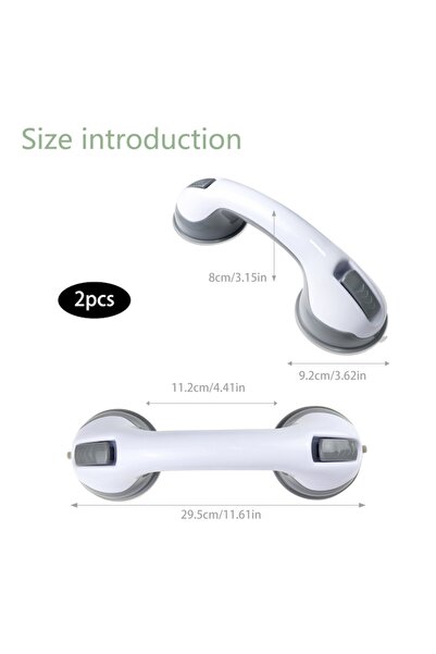 Cersaty Set 2 grab bars for bathroom, Cersaty, suction cup, ABS, White/Grey