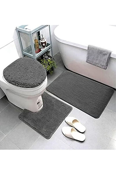 Generic 3-piece super soft and fluffy bathroom mat set, non-slip bath mat, contour mat, and toilet lid cover