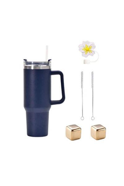 EHOME 40 Oz Tumbler With Handle And Straw Lid. Insulated Cup Stainless Steel Water Bottle Travel Mug