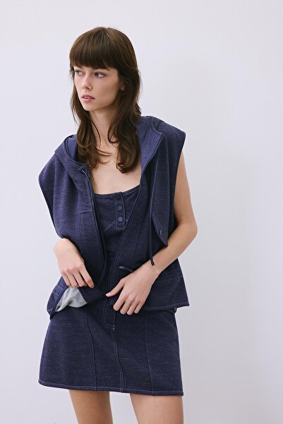 rue Contrast Stitching Pack Mini Indigo Knitwear Skirt