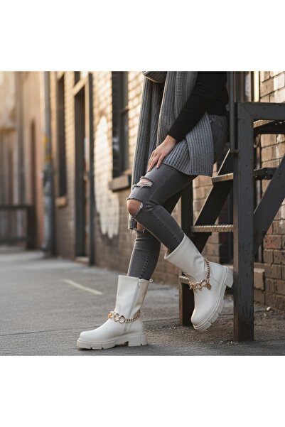 OEM Women's platform boots, fur lined interior, with removable decorative metal accessory, B21-120