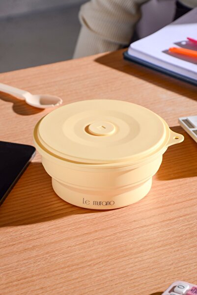 Le murano Mori Air-Tight Round Collapsible Silicone Storage Container 600 ml | Yellow