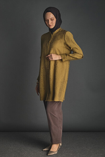 Setrms Jakarlı Kuşgözü Detaylı Hakim Yaka Tunik