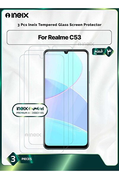 ineix واقي شاشة من الزجاج المقوى مكون من 3 قطع لهاتف Realme C53