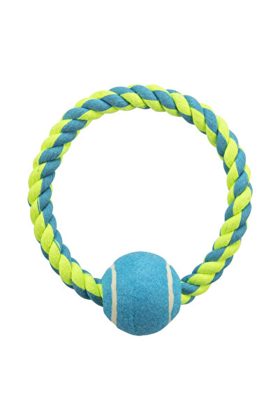 Trixie Dog Toy - Rope Ring with Tennis Ball, 6 cm / 18 cm, 125 g