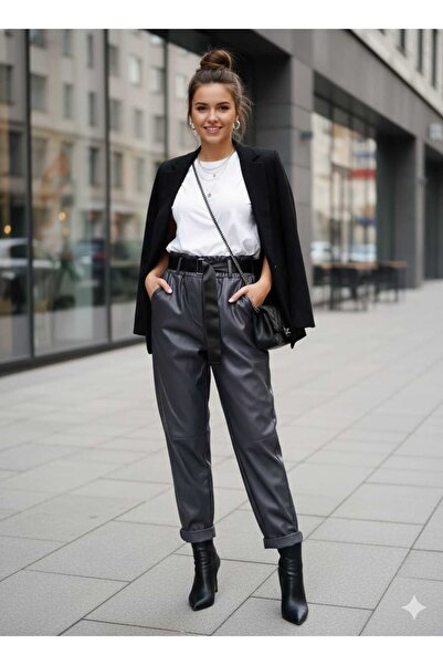 Punta Otantik Nc8600 Italian Leather Trousers Smoked