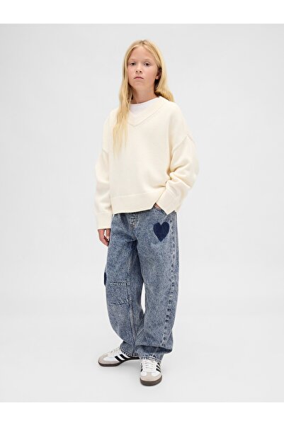 GAP Kız Çocuk Mavi Easy Barrel Jean Pantolon