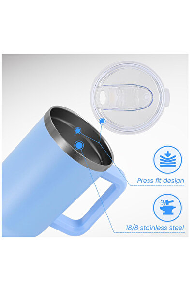 EHOME 40 Oz Tumbler With Handle And Straw Lid. Insulated Cup Stainless Steel Water Bottle Travel Mug