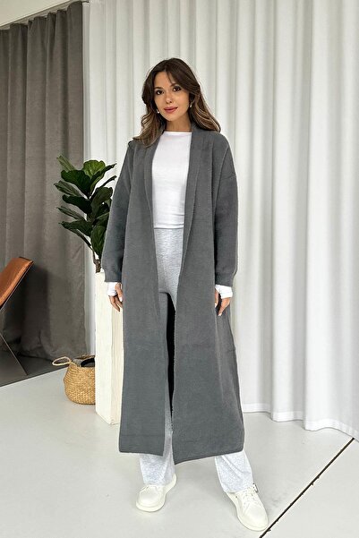 Mine Tan Butik Long Soft Cardigan - Gray