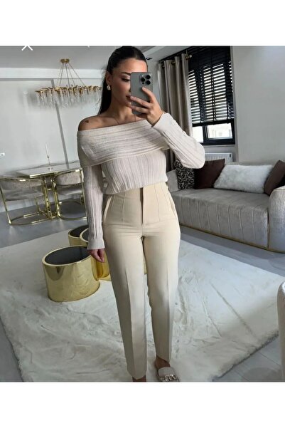 Sima Butik Women's High Waist Cigarette Pants