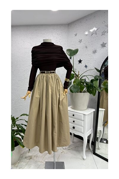 RAKSTEX بلوزة كتف بني منسدل