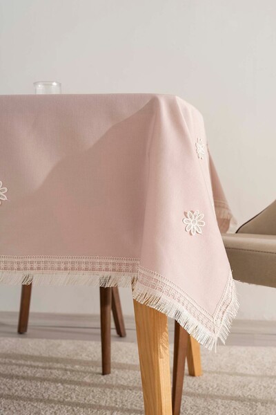 Rivaİstanbul Silvio Powder Guipure Floral Tablecloth 160X220 cm