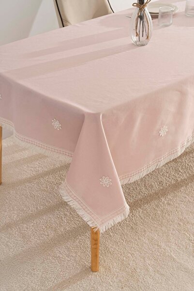 Rivaİstanbul Silvio Powder Guipure Floral Tablecloth 160X220 cm