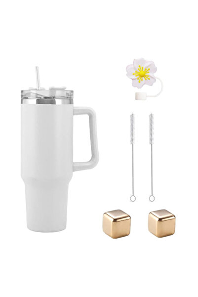 EHOME 40 Oz Tumbler With Handle And Straw Lid. Insulated Cup Stainless Steel Water Bottle Travel Mug