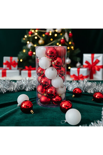Adana Pasta Malzemeleri ERT-YIL-25303 НОВОРІЧНИЙ М'ЯЧ ЧЕРВОНИЙ/БІЛИЙ 6 СМ 30 ...
