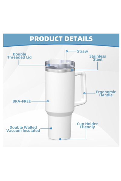 EHOME 40 Oz Tumbler With Handle And Straw Lid. Insulated Cup Stainless Steel Water Bottle Travel Mug