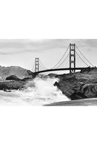 Tapetcenter Black & White Golden Gate Bridge Wall Mural, Wizard & Genius 967