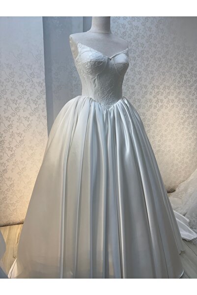 Miss Monalisa Moda Saten Etekli Fransız Dantelli Gelinlik