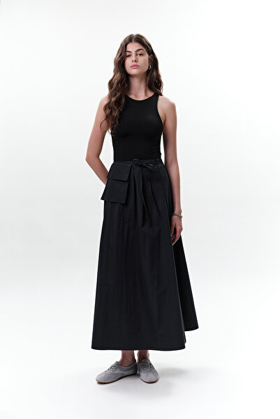 Manuka Cep Belted Skirt Dark Blue