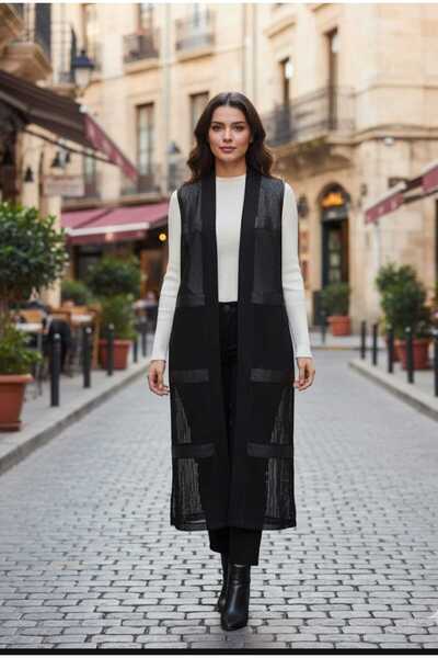 güncüoğlu Vest in the Shape of a Net with a Length of Below the Knees