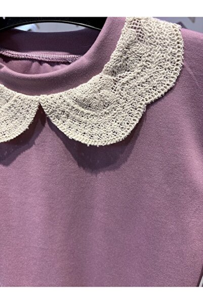 KUMRUNUN DÜNYASI Girl's Collared Flared Lilac Top and Bottom Set