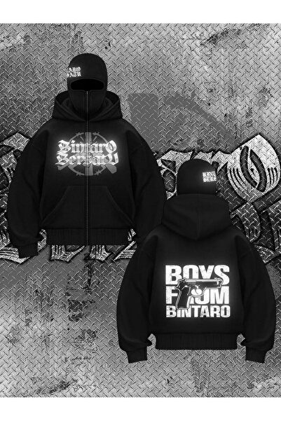 ship master Mască unisex cu cu imprimeu fermoare cu glugă Swea tricou – Negru...