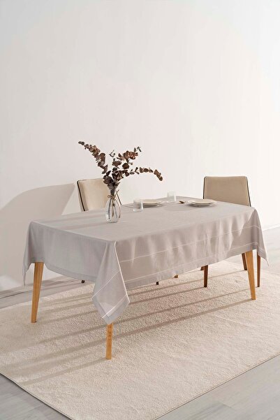 Rivaİstanbul Nora Light Gray Envelope Corner Tablecloth 150X220 cm