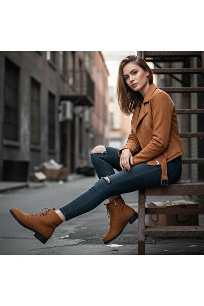 OEM Women's low-heeled boots, fur interior, eco-leather suede, A-22