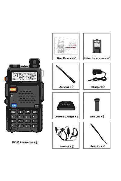 BAOFENG 2pcs UV-5R Professional Dual Band Walkie Talkie, Durable Handheld Transceiver, 8W High Power