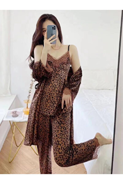 Inovius Set Pijama De Dama 3 Piese Roz Din Catifea, Maro-MEI25 Marimea L