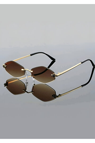 MECKSA Women’s Frameless Diamond-Shaped Fashion Glasses with Leopard Print – Trendy Accessor