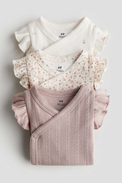 H&M 3-pack pointelle wrapover bodysuits