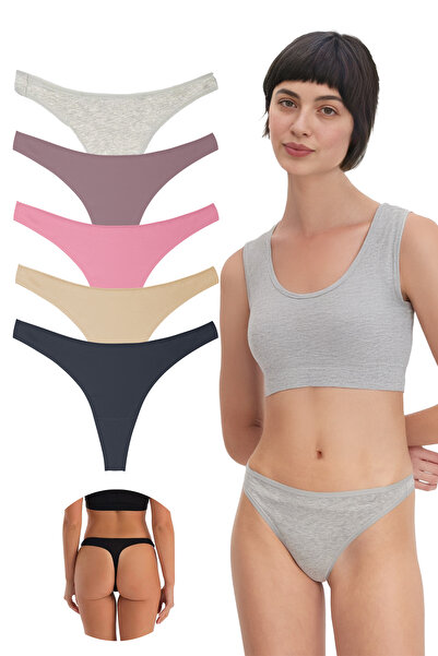 Yohannes Club Yohannesclub, Women, Cotton Basic Thong Panties, Pack of 5, Extra Stretchy