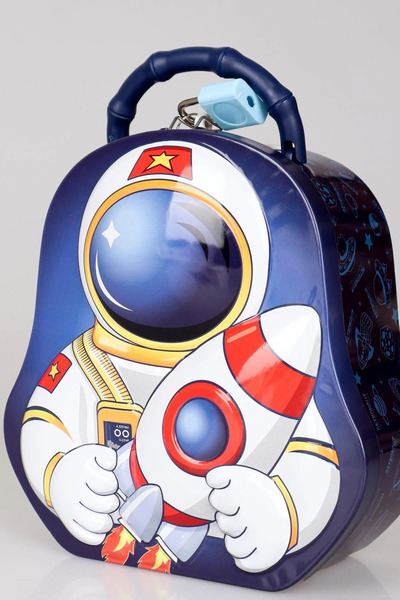 Teknoland Park Mavi Astronot Çantalı Ve Kilitli Metal Kumbara
