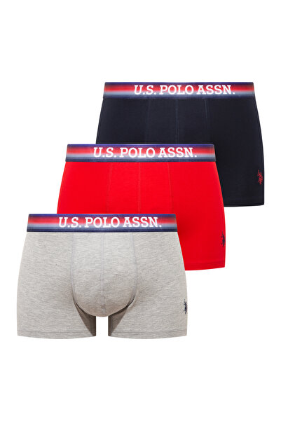 U.S. Polo Assn. 80651 201 Roșu - Bleumarin - Gri Melange 3 bucăți boxeri