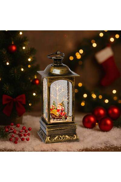 Sofia Store Felinar LED 22x9cm de Crăciun, cu Apă și Sclipici, Muzical