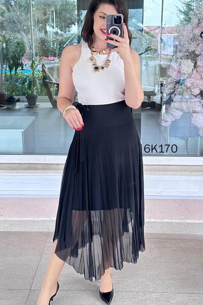 İnce Topuk Tulle Skirt with Belt 6K170