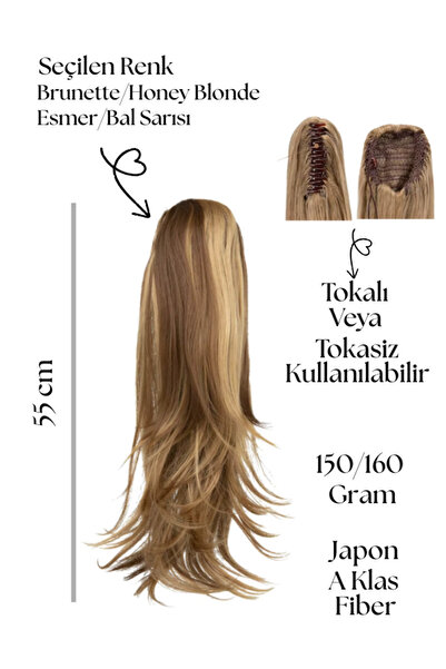 YARAT Ombreli Bal Sari Esmer Hafif Dalgalı Tokalı Veya Tokasız At Kuyruğu Per...