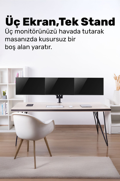 NPO STD48036E Airgrip 17-27 بوصة مريح 360 درجة ° حامل شاشة VESA ثلاثي الأذرع مع ممتص الصدمات