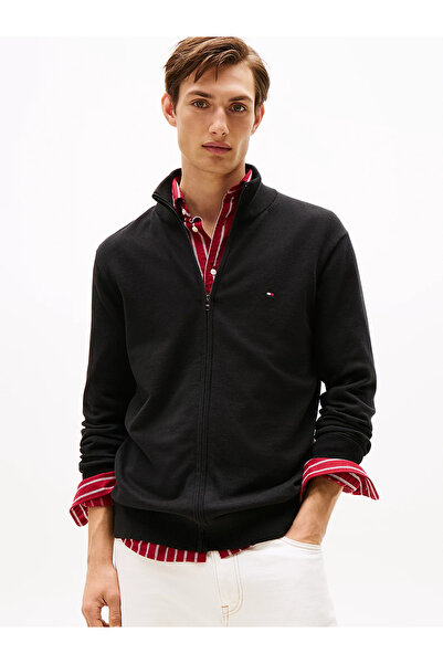 Tommy Hilfiger سترة رجالية ذات قصة عادية مصنوعة من القطن بنسبة 100% بسحاب ياق...