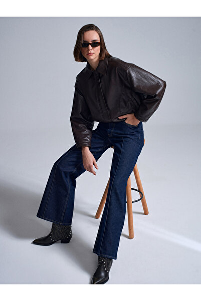 Dilvin 72085 100% βαμβακερό τζιν με ζώνη-σκούρο μπλε