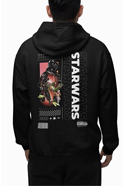 Fuddy Moda Unisex Darth Vader Back Printed Hooded Sweatshirt, Oversized Star Wars Themed Hoodie