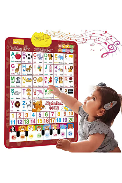 Gopo Toys Poster Educativ Bilingv pentru Copii - Alfabet Vertical Interactiv cu Litere si Cifre