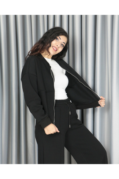 Femella Women Fashion Set jachetă bomber din bumbac 100% cu 3 fire, cu detali...