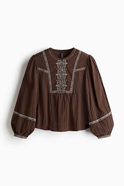 H&M Embroidered cotton blouse