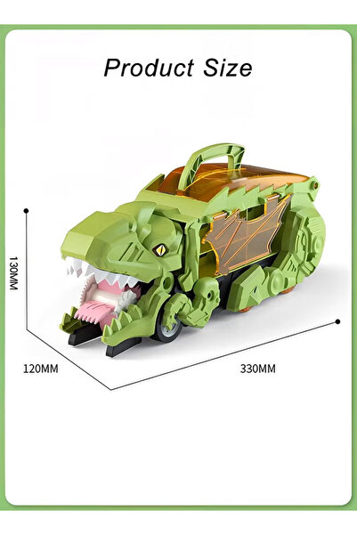 Generic Dinosaur Swallowing Toy Car Set,Slide Track Alloy Educational Toy Car Racing Car Storage Toy,Green