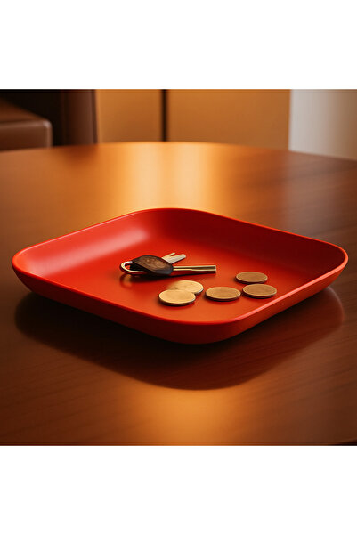 3DAKSESUAR Square Design All-Inclusive Decorative Tray / Bowl Red
