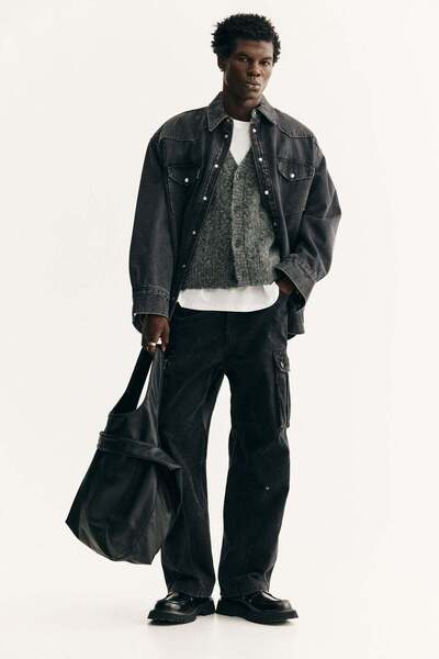 H&M بنطلون جينز كارجو فضفاض