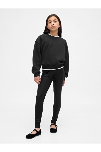 GAP Kız Çocuk Siyah Shine Leggings Tayt
