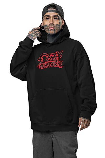 Fuddy Moda Unisex God Bless Ozzy Osbourne Back Printed Hooded Sweatshirt, Oversized Black Sabbath Hoodie